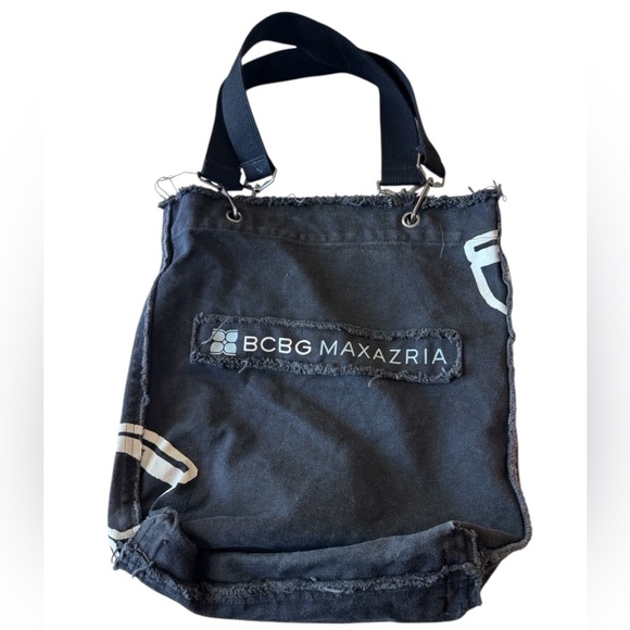 BCBG Handbags - BCBG Max Azria High End Black Canvas Shoulder Bag Beach Surf Tote NICE